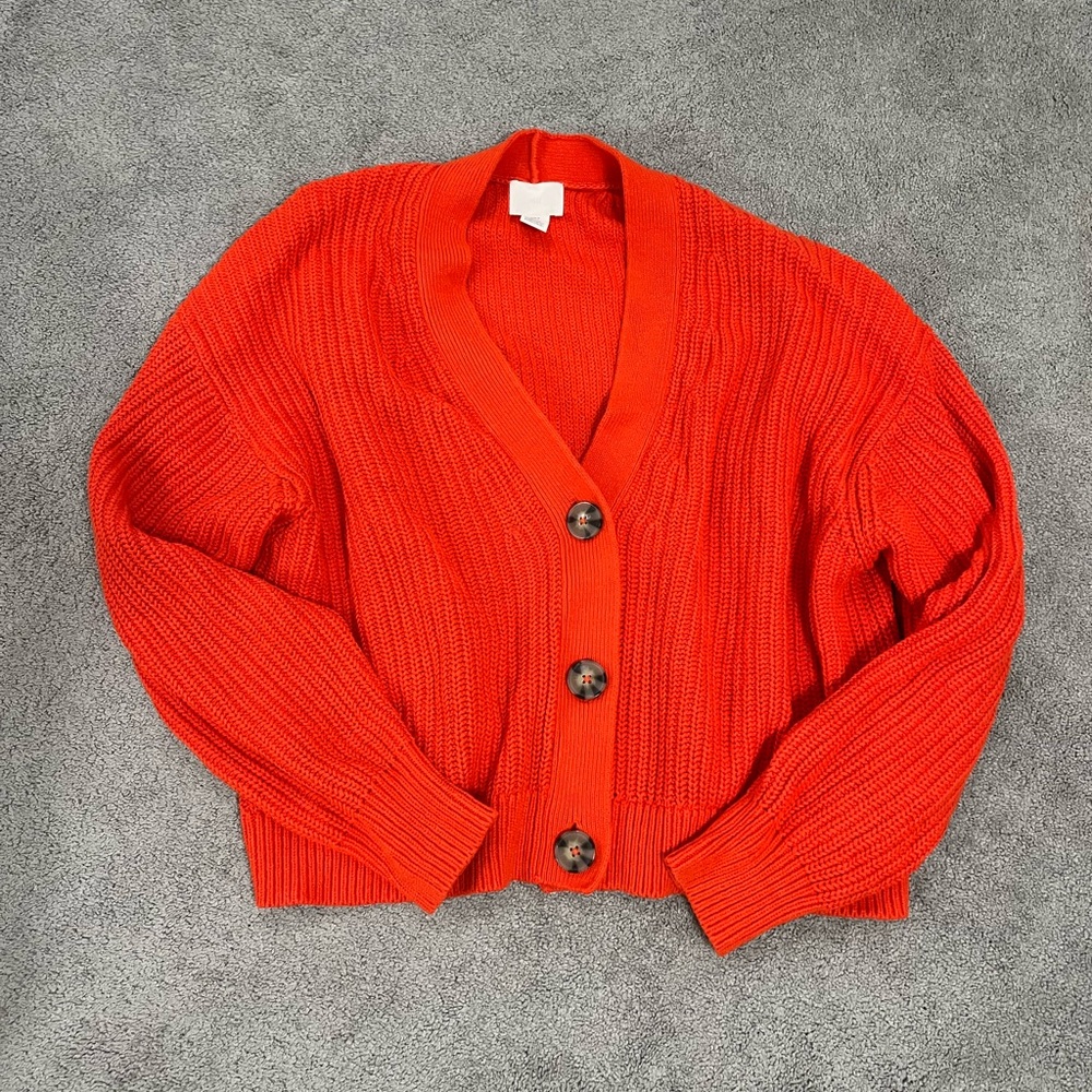 H&M Red Button-Up Sweater